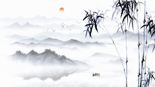 中式山水背景墙