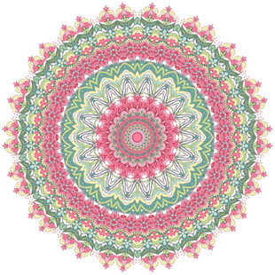 多彩圆形曼陀罗花纹图案