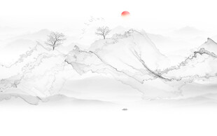 抽象意境山水画背景墙