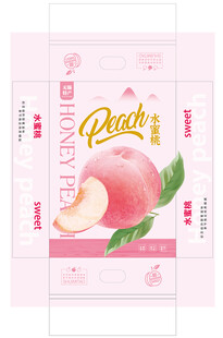 粉色水蜜桃包装平面展开图