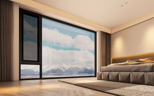 现代卧室大窗美景