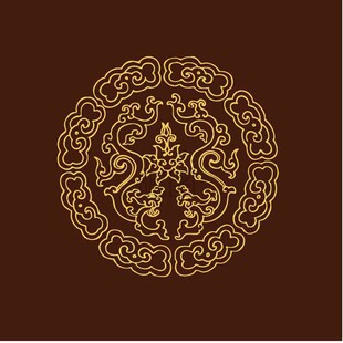 中式传统金色圆形花纹图案