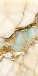 金绿相间大理石纹理特写