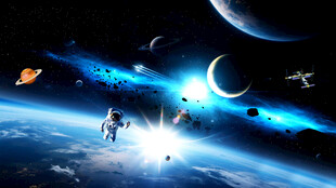 银河星球外太空陨石宇宙卫星背景