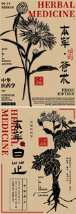 中医药草手绘插画海报设计