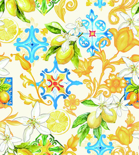 柠檬花卉复古风图案设计
