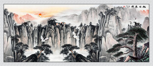 旭日东升国画山水