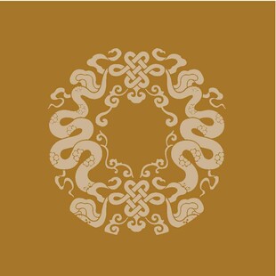 中式传统环形龙纹装饰图案