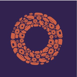 橙色环形元宝图案设计