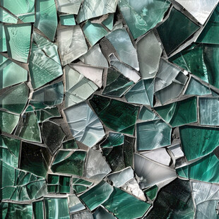 破碎绿玻璃纹理特写