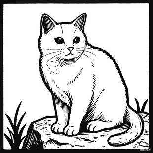 岩石上的可爱猫咪