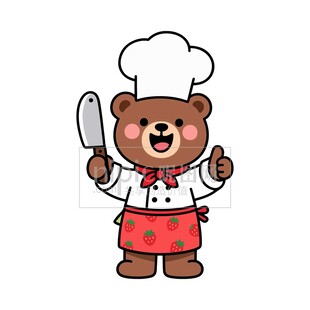 可爱卡通戴厨师帽的小熊