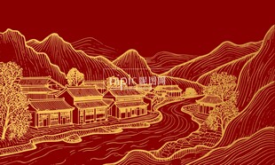 村子部落河流古风背景