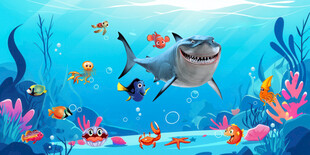 卡通海洋背景墙