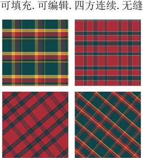 绿色格子图案 红色格子面料