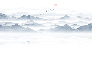 禅意水墨山水画