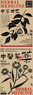 中式复古风中药主题插画