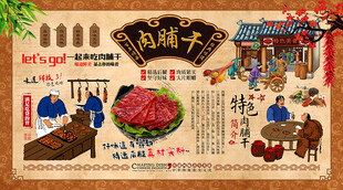 肉脯干背景墙