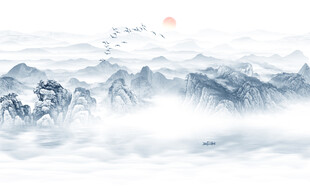 远山近水水墨风景