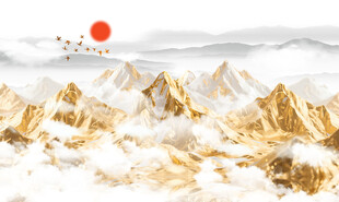 日本画　山水画　金箔背景 金色山水画金箔画图片大全-金色山水画金箔画背景图片-我图网