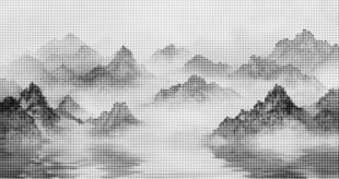 水墨山水镂空意境图