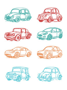 手绘汽车线稿免抠元素