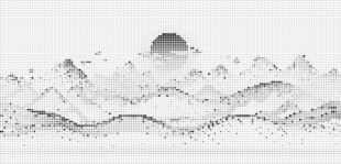 镂空日出山水画