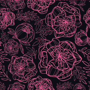 粉色线条玫瑰无缝图案