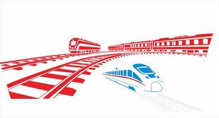 红色轨道上的蓝色列车