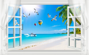 海滩窗外