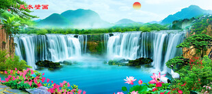 大厅流水生产山水画 