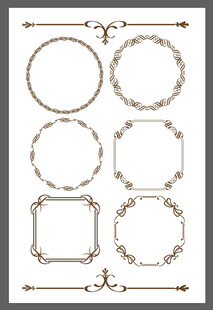 复古金色边框装饰图案集