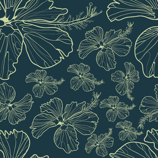 深蓝色底花卉图案设计