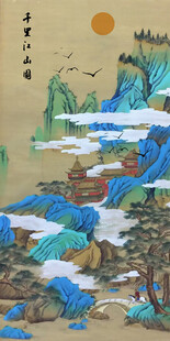 仿古书房山水装饰画