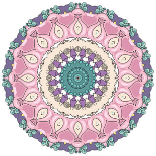 精美圆形曼陀罗花纹图案
