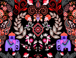 民族风花卉大象图案设计