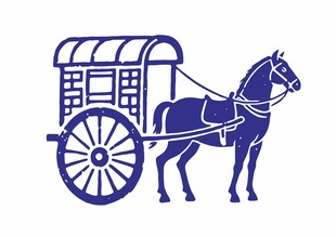 传统拓印风格古代马车图案