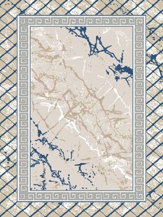 蓝白花纹中式风地毯图案