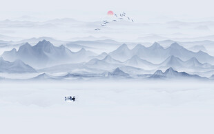 新中式山水背景墙