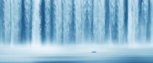 流水生财瀑布山水画图