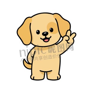 卡通可爱小狗比耶剪刀手