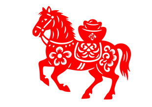 马驮宝瓶剪纸图案