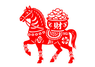 马驮福袋剪纸图案