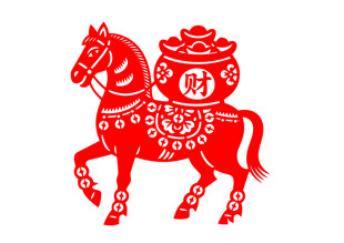 马驮福袋剪纸图案