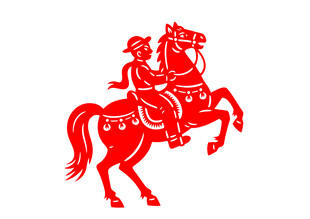 剪纸风格骑马人物形象