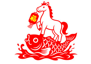 马跃锦鲤贺岁图