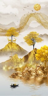 抽象金山麋鹿画