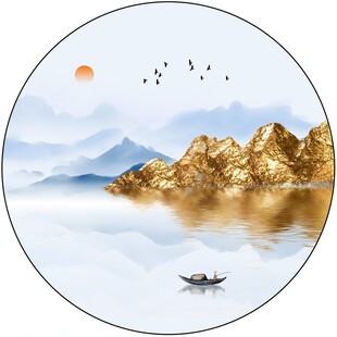 圆形意境山水画