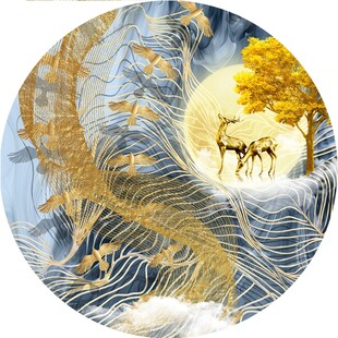 圆形麋鹿发财树