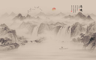 新中式水墨古风背景壁纸壁画